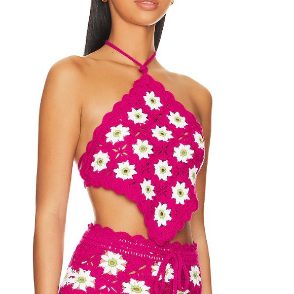 Lovers + Friends Pink Crochet Halter Top never worn - Picture 2 of 3